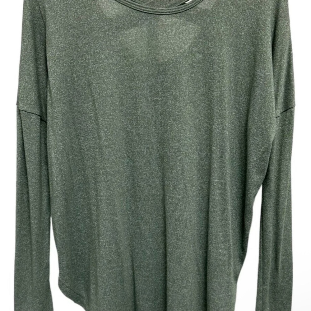 Rue21 Heather Green Long Sleeve Criss Cross Back Knit Top